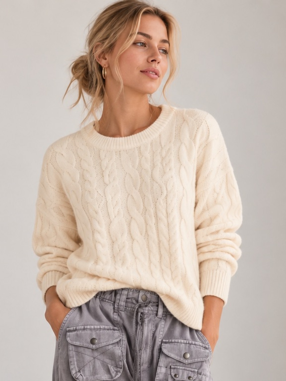 NWT - Cider Cream Multi-Cable Knit Pullover
